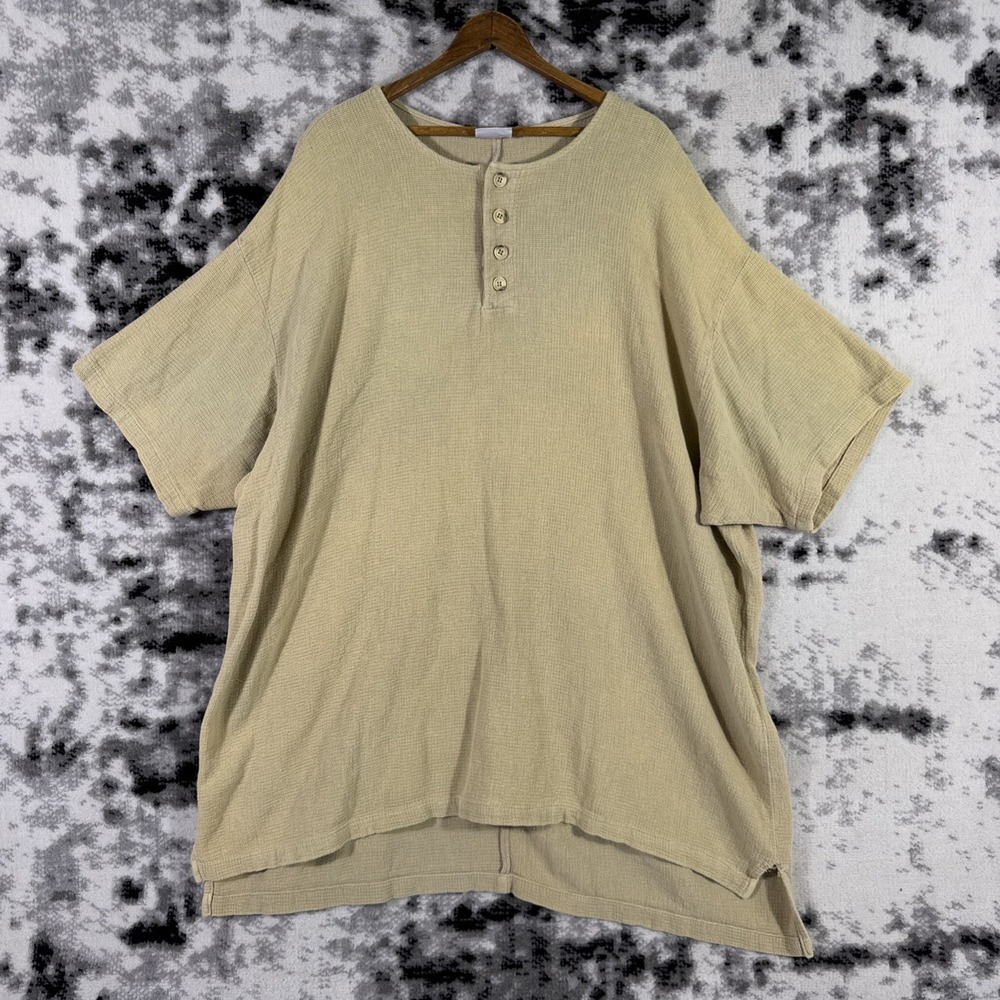 Active Culture Mix Shirt Mens 3XT‎ Knit Baggy Henley Neckline Old School Hippie